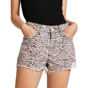 New River Island Animal Print Cutoff Denim Short